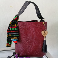 BOLSA DE PIEL ROJO OSCURO