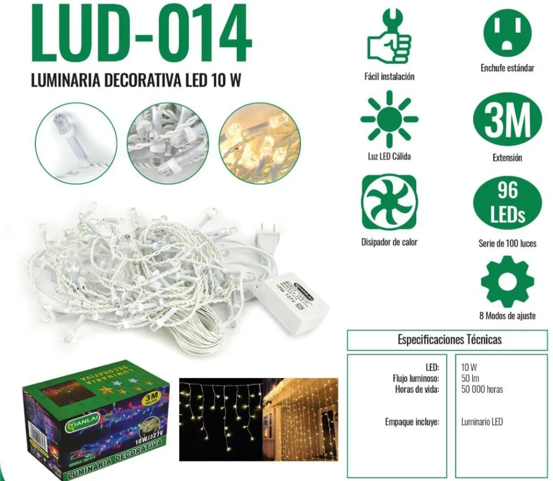 LUMINARIO LED TANALAI DECORATIVO SERIE DE LUCES DE NAVIDAD DE 10 W